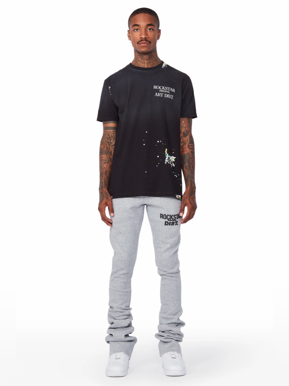 Rockstar Dist. Light Gray Logo Joggers